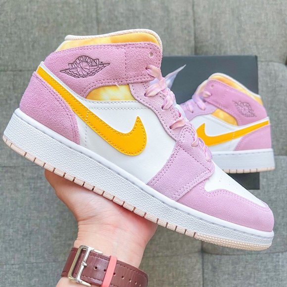 Purple Jordan Yellow And Pink Nike Air Jordan Retro Mid Sweet